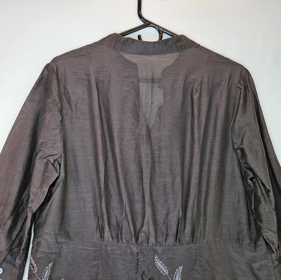 Coldwater Creek Black Semi Sheer Pull Over Dress Tunic Top With Embroidery sz M - Picture 8 of 10